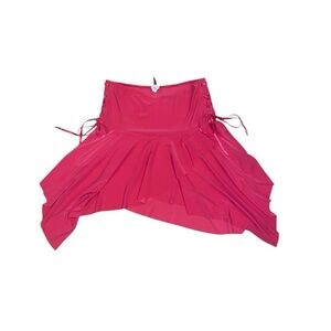 Y2K hot pink low rise asymmetrical mini skirt with lace up side detail